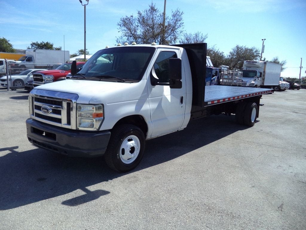 2011 Ford E450 With 18ft Steel Flatbed Platform Body Landscape Utility