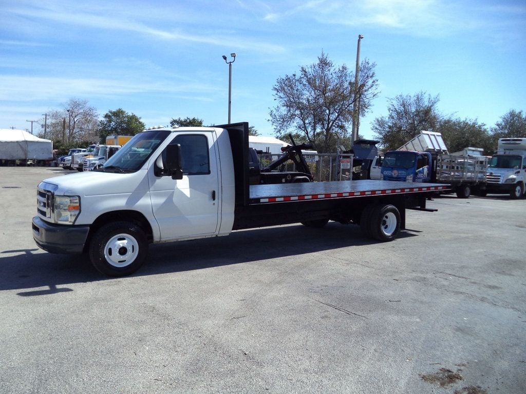 2011 Ford E450 With 18ft Steel Flatbed Platform Body Landscape Utility