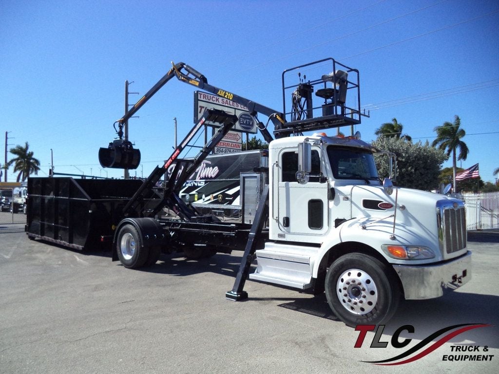 2020 Peterbilt 337 With 15ft Roll-Off Truck 25 Yard Grapple Boom & Seat