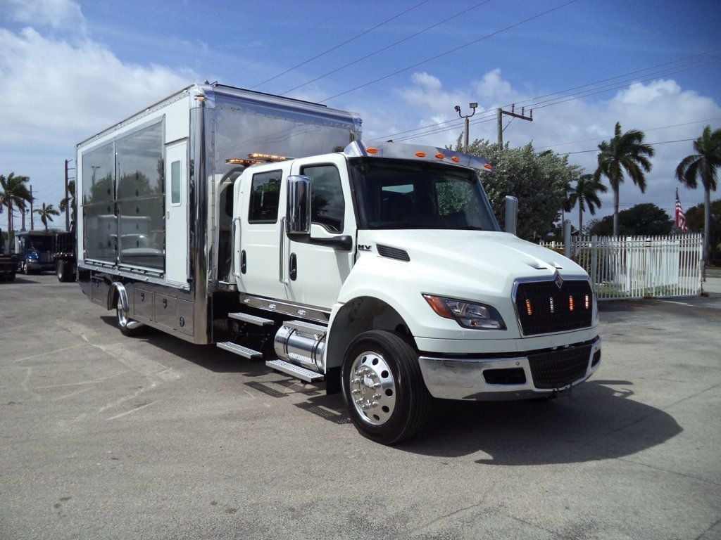 2027 International MV607 Crew Cab w/ JerrDan 22ft Enclosed Clear Sided TowBox Car Carrier